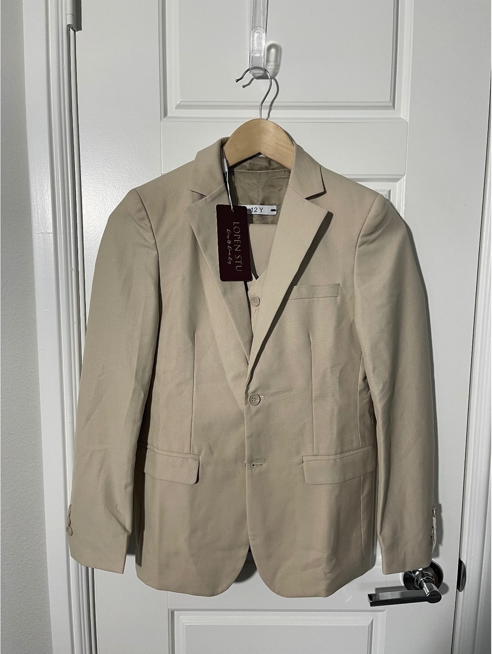 Boys Beige 3 Piece Suit Size 12 – Wedding Formal Party K128